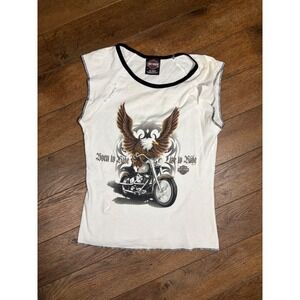 Harley Davidson Womens Sleeveless Tank Top Eagle Motorcycle Born to Ride M